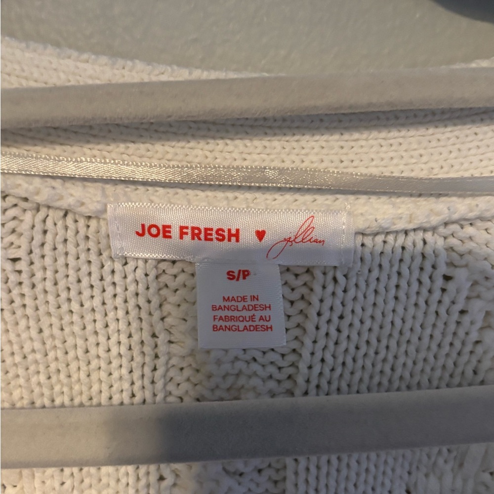 Joe Fresh Jillian Harris Curl Up Cable Knit Cardigan Cream White Small - Picture 3 of 6